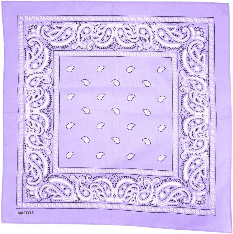 MD Style 3 PCS 100% Cotton Bandana for Men & Women 22" x 22" Paisely Pattern Handkerchief Headband Scarf - Image 3
